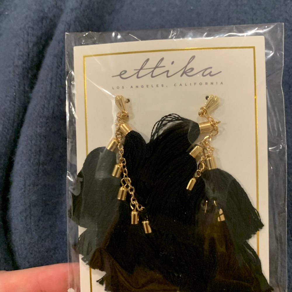 Ettika black tassel earrings - Picture 3 of 4